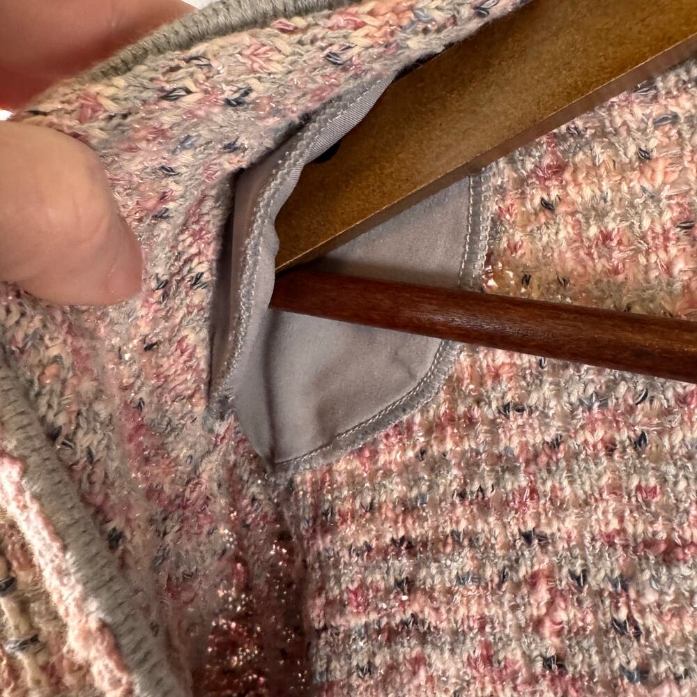 J.Jill Women’s L Cottagecore Cardigan Sweater Pink Cotton Blend Embroidered Boho - Picture 9 of 12
